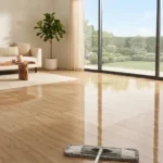 - Cleaning Tips Today Clean glossy laminate floor in a bright living room with natural light
