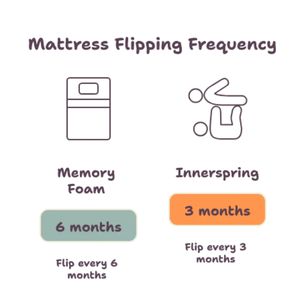 Infographic with a header and two columns: left column shows a floppy disk icon and a pastel '6 months' badge; right column shows a scissors-like icon and an orange '3 months' badge, with small captions under each.